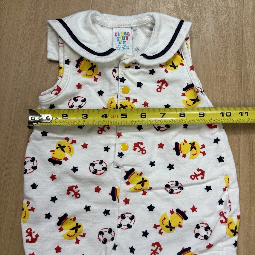 Vintage Class Club Baby Romper 6 Month Ducks Sailor Nautical Anchors Stars
